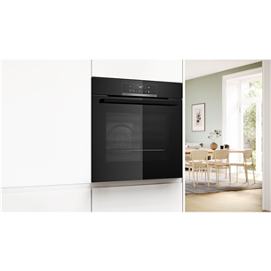 Bosch, 71 L, pyrolytic cleaning, black - Built-in oven