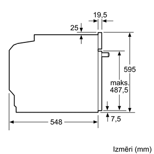 Bosch, 71 L, pürolüütline puhastus, must - Integreeritav ahi