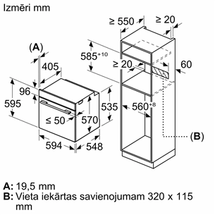 Bosch, 71 L, pürolüütline puhastus, must - Integreeritav ahi