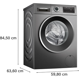 Bosch Series 6, 9 kg, depth 59 cm, 1400 rpm, grey - Front load washing machine