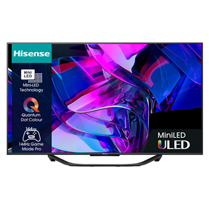 Hisense U7KQ, 55'', Ultra HD, Mini LED, must - Teler