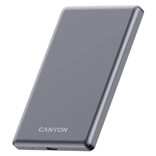 Canyon OnCharge 505 Slim Magsafe, 5000 mAh, wireless charging, USB-C, dark gray - Powerbank