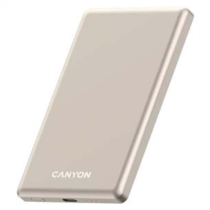 Canyon OnCharge 505 Slim Magsafe, 5000 мАч, беспроводная зарядка, USB-C, бежевый - Внешний аккумулятор