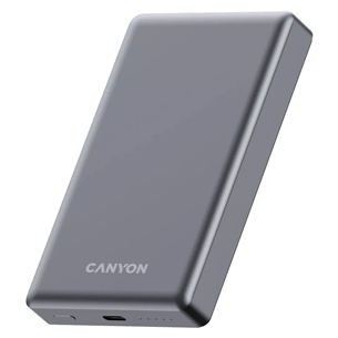 Canyon OnCharge 510 Slim Magsafe, 10000 мАч, беспроводная зарядка, USB-C, темно-серый - Внешний аккумулятор