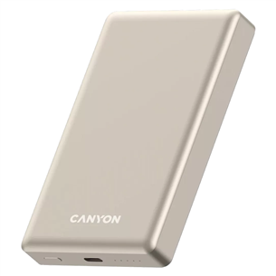 Canyon OnCharge 510 Slim Magsafe, 10000 мАч, беспроводная зарядка, USB-C, бежевый - Внешний аккумулятор