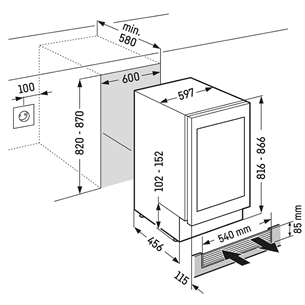 Liebherr, 34 pudelit, kõrgus 82 cm, must - Integreeritav veinikülmik