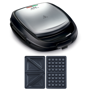 Tefal Snack Time, 700 W, black/inox - Sandwich and waffle maker