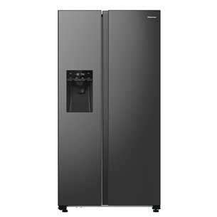 Hisense, NoFrost, 566 L, height 179 cm, black steel - SBS Refrigerator RS5P535NTFE